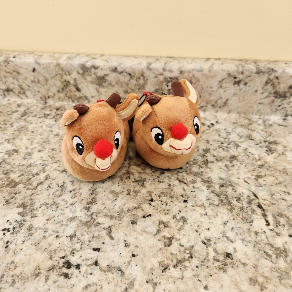 NWT Rudolph the Red Nosed Reindeer Kids Baby Slippers House Shoes Christmas Sz 1 - Picture 3 of 10